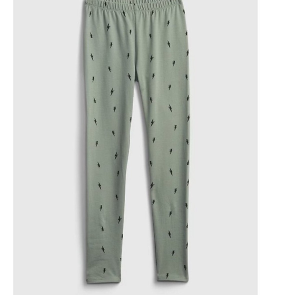 GAP Green Leggings with Elastic Waistband Thunderbolt pattern Organic Cotton